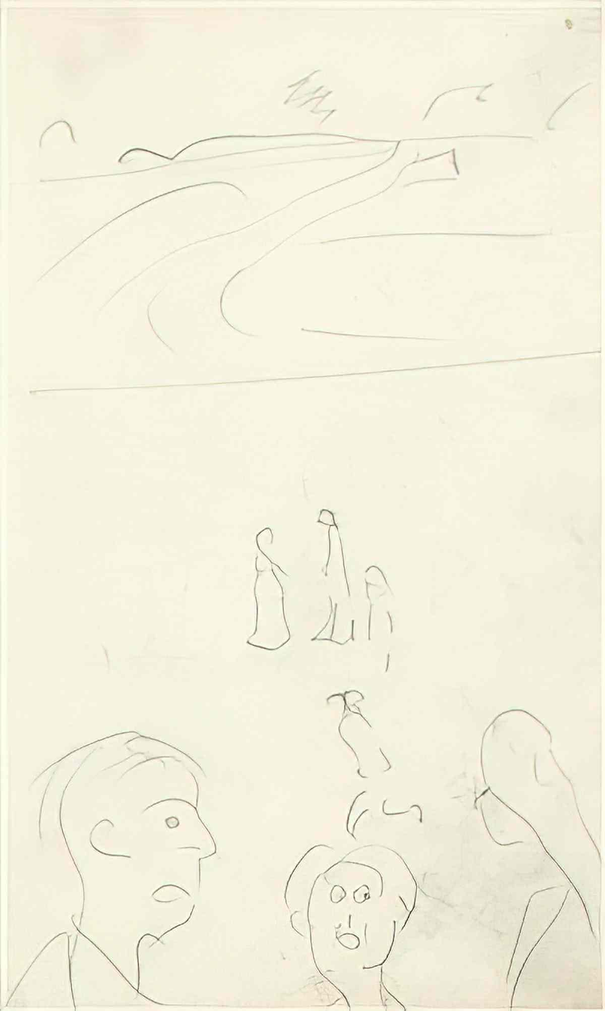 L S Lowry steps Art A4 Photo Print