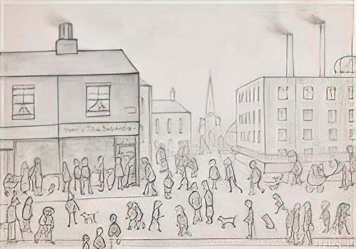 L S Lowry steps at wick Art A4 Photo Print