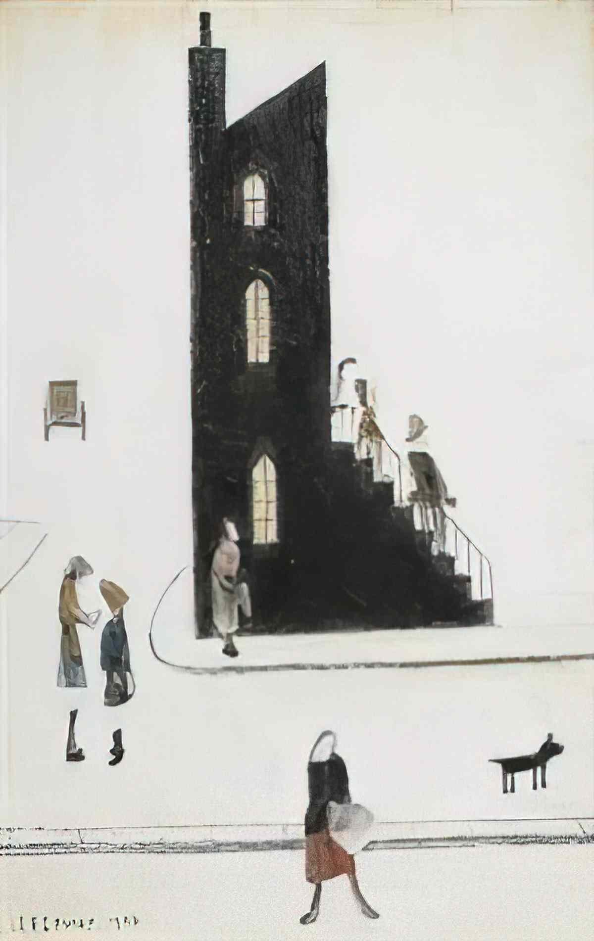 L S Lowry street in pendelbury 1948 Art A4 Photo Print