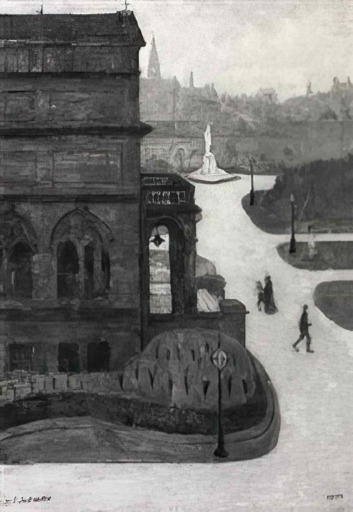 L S Lowry street in whitby Art A4 Photo Print
