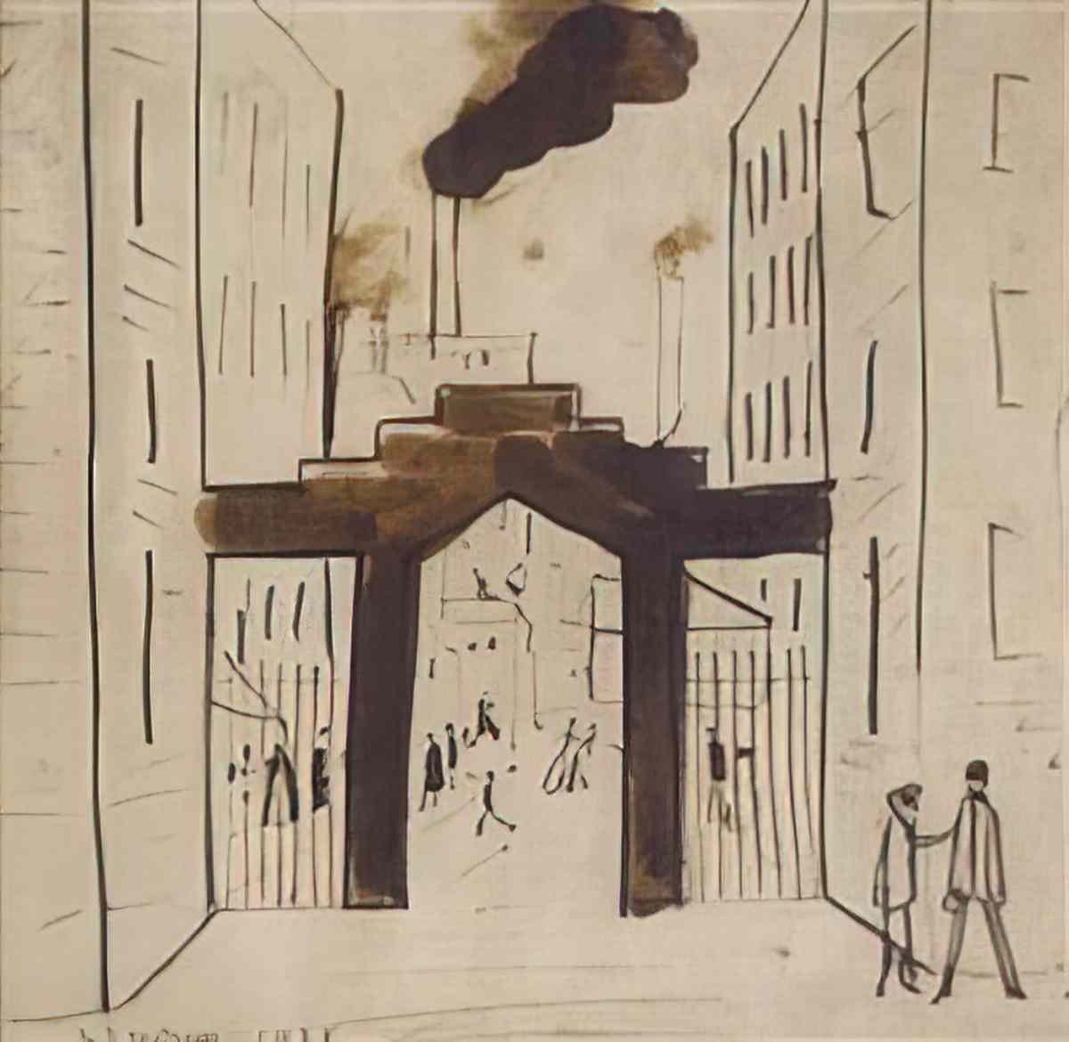 L S Lowry street musicians Art A4 Photo Print