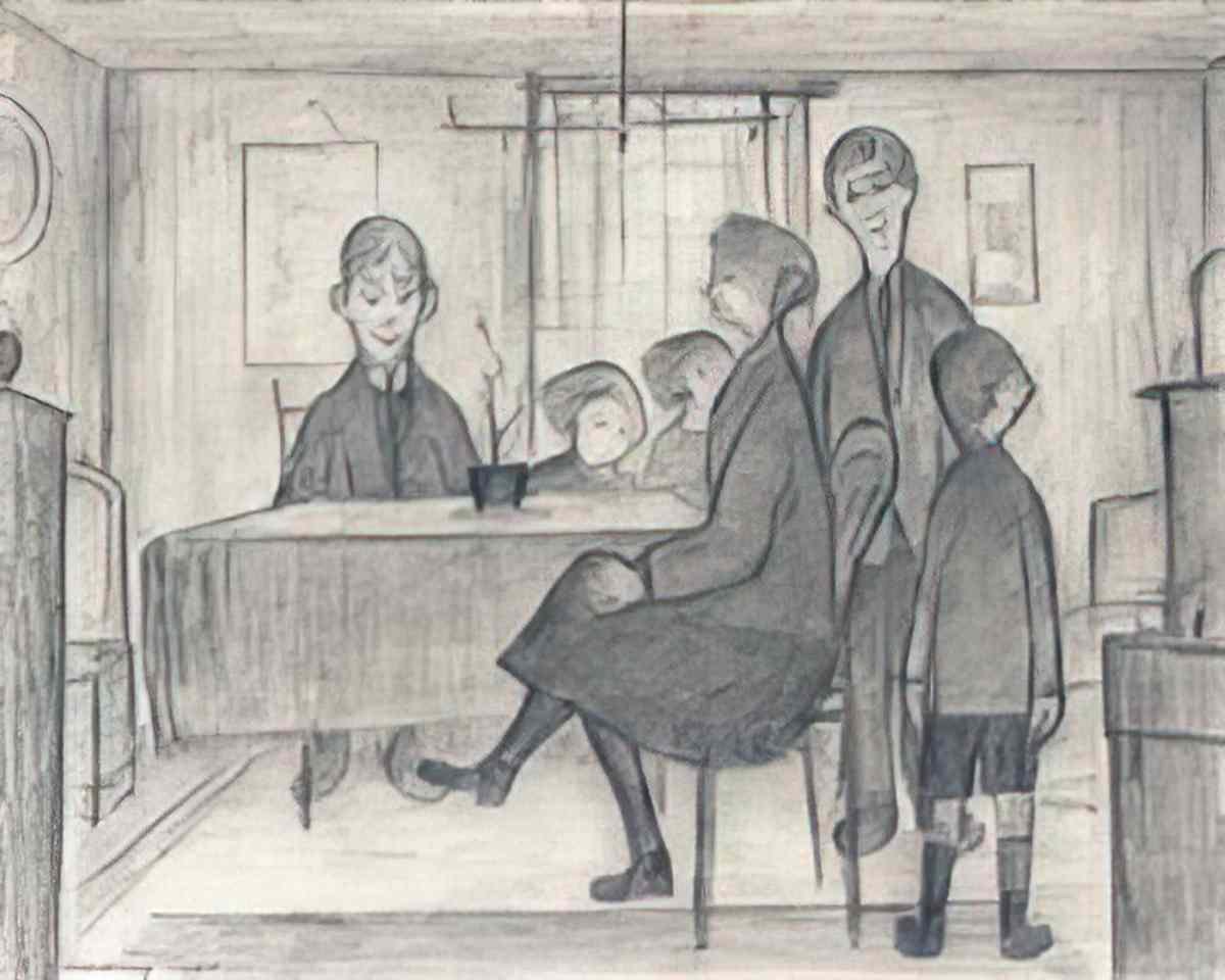 L S Lowry street scene 2 Art A4 Photo Print