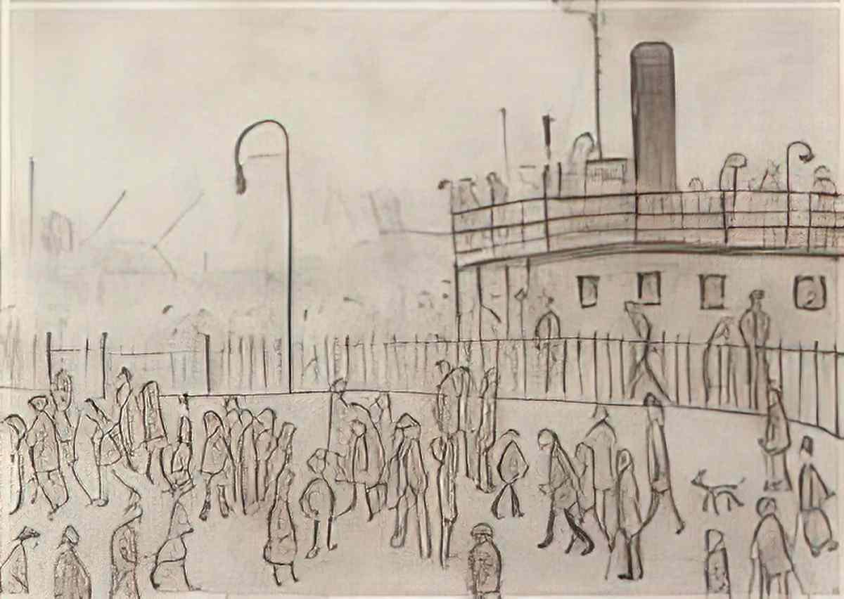 L S Lowry street scene lancashire Art A4 Photo Print