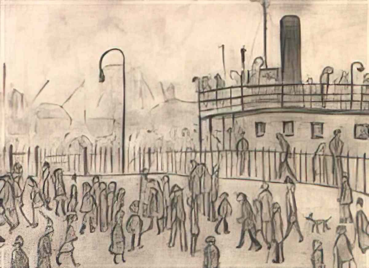 L S Lowry street scene near pendlebury Art A4 Photo Print