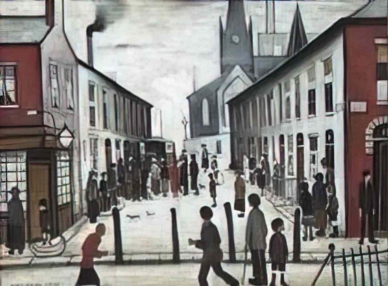 L S Lowry street scene palace yard berwick on tweed Art A4 Photo Print