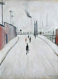 L S Lowry street scene with figures Art A4 Photo Print