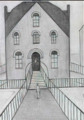 L S Lowry street scene with figures dog and cat Art A4 Photo Print