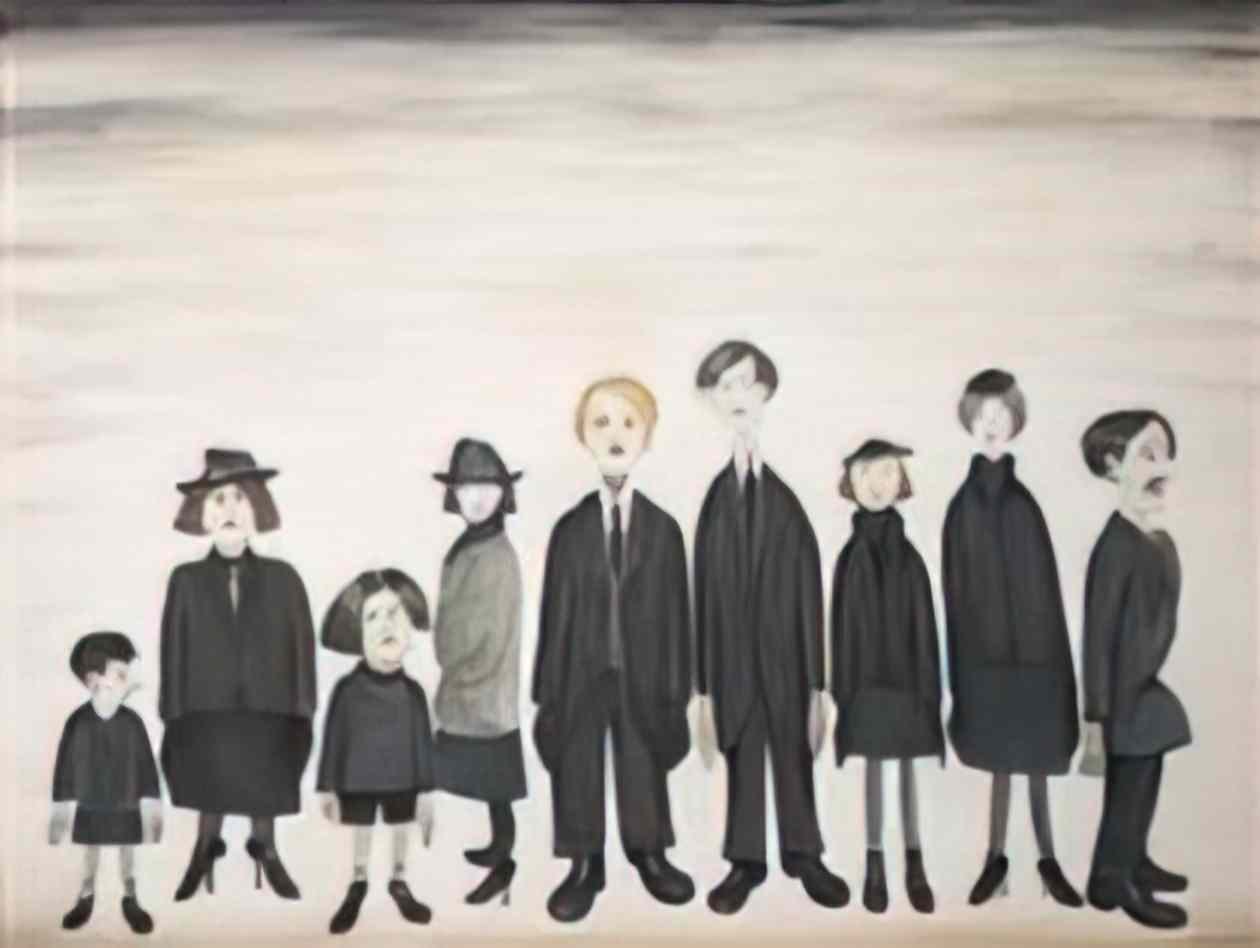 L S Lowry street scene with flats and chimneys1 Art A4 Photo Print
