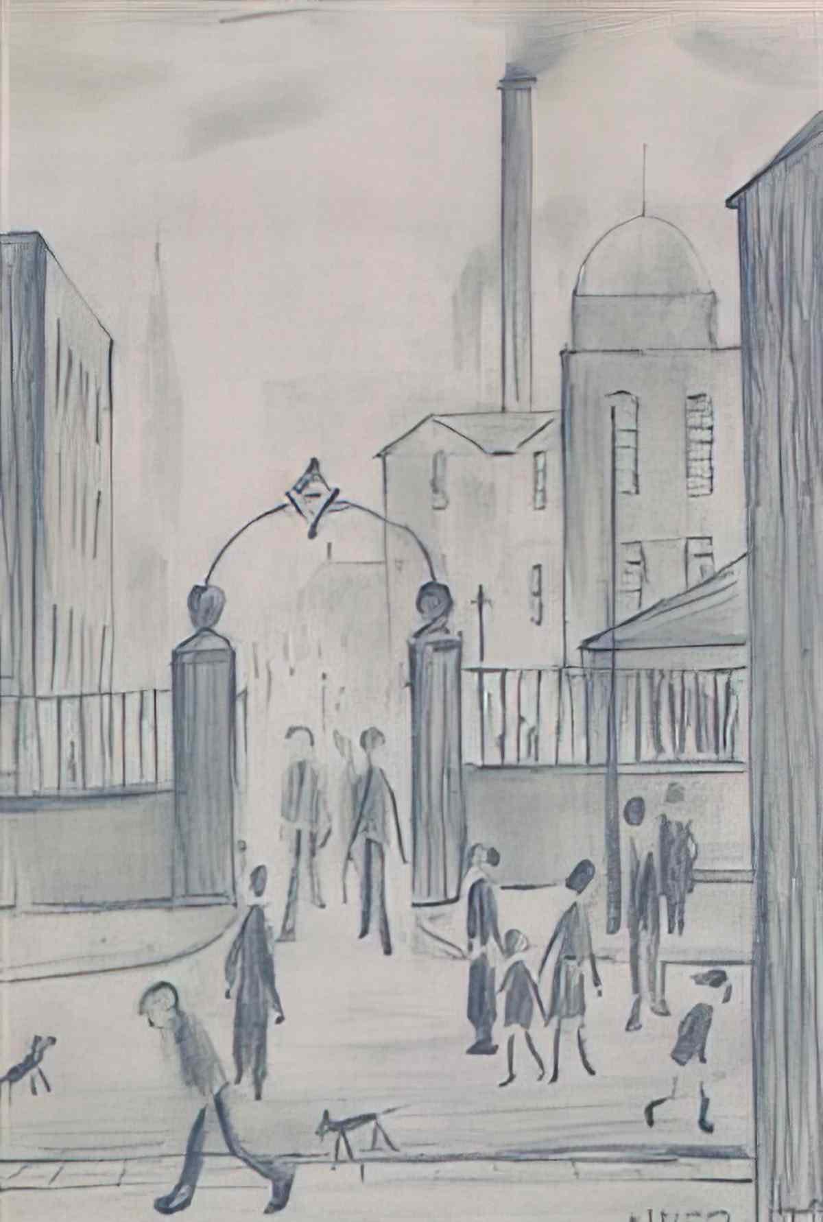 L S Lowry street scene14 Art A4 Photo Print