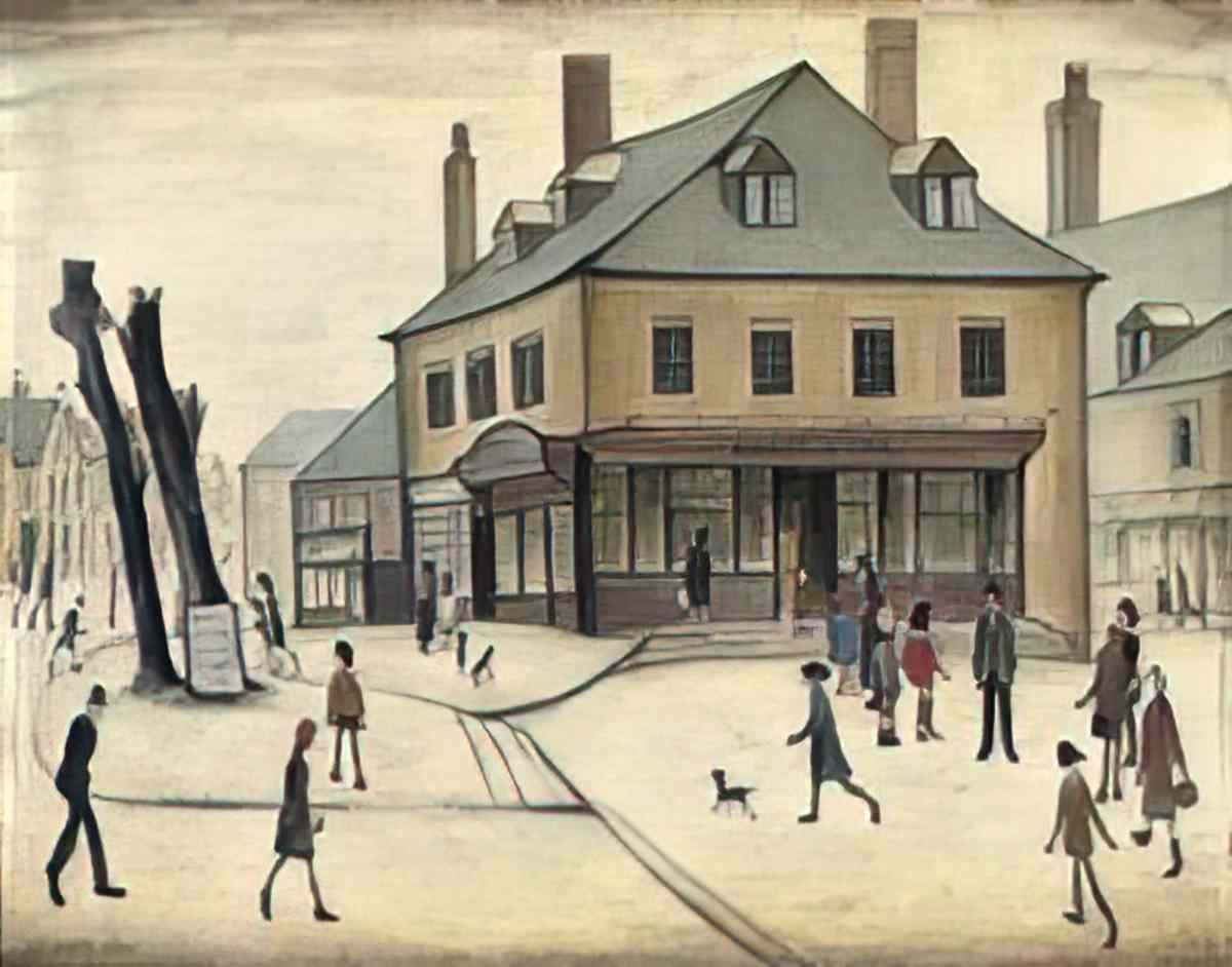 L S Lowry street scene9 Art A4 Photo Print