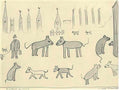 L S Lowry street with houses and three figures Art A4 Photo Print