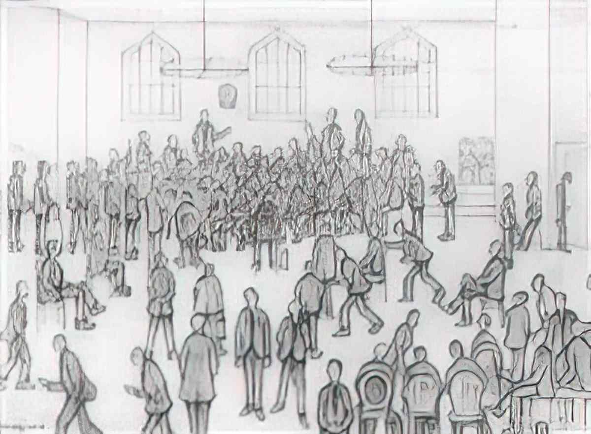 L S Lowry study for coronation of queen elizabeth ii Art A4 Photo Print