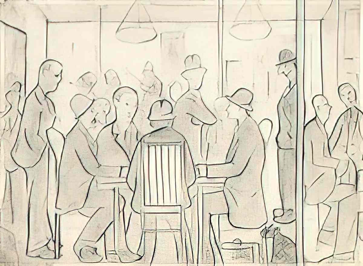 L S Lowry study for the stone circle cornwall Art A4 Photo Print