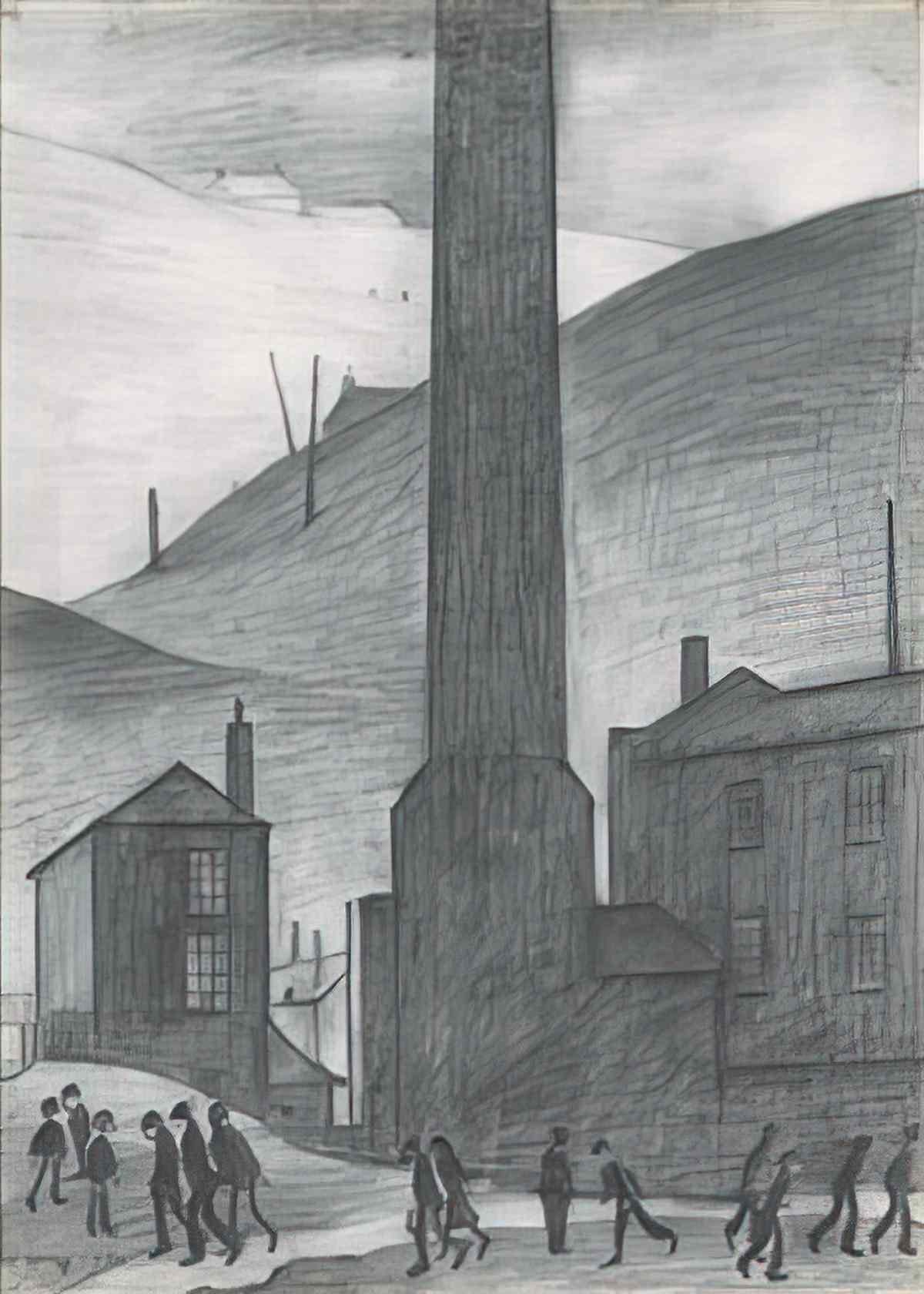 L S Lowry suburban figures Art A4 Photo Print
