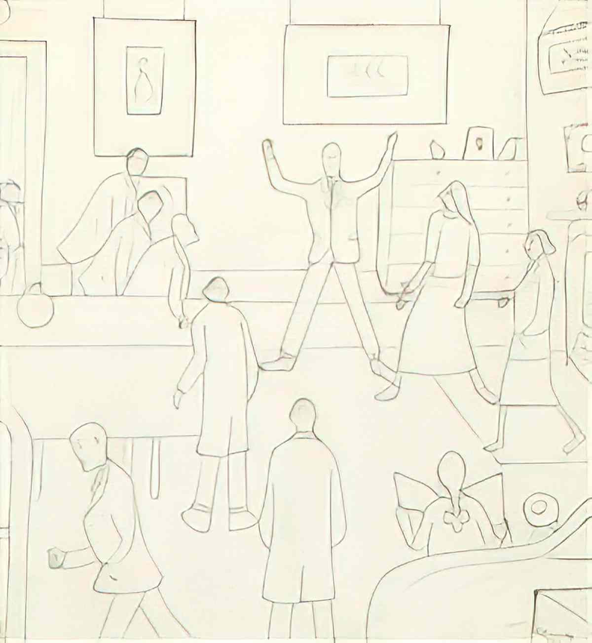 L S Lowry the accident Art A4 Photo Print