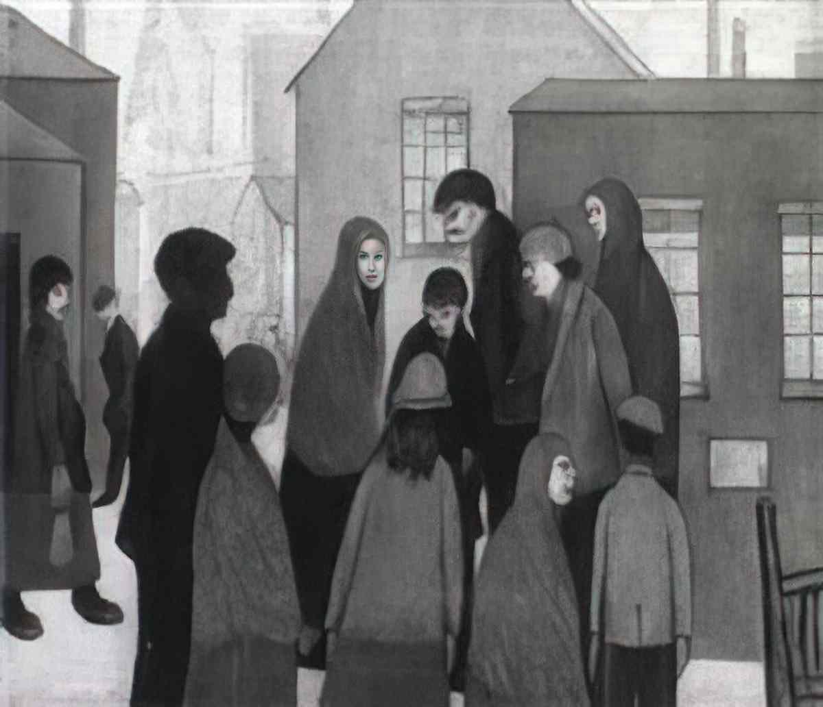 L S Lowry the bank place Art A4 Photo Print