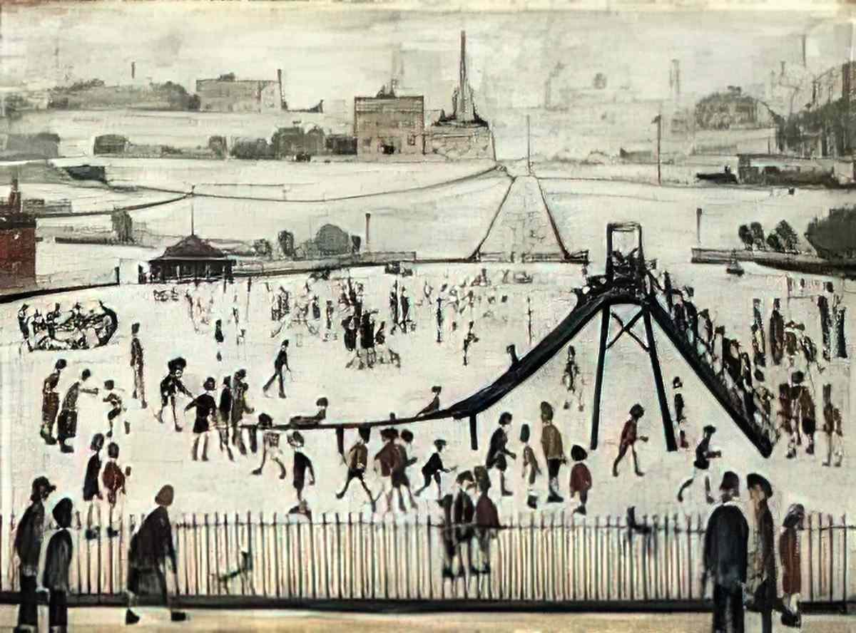 L S Lowry the beach at penarth Art A4 Photo Print