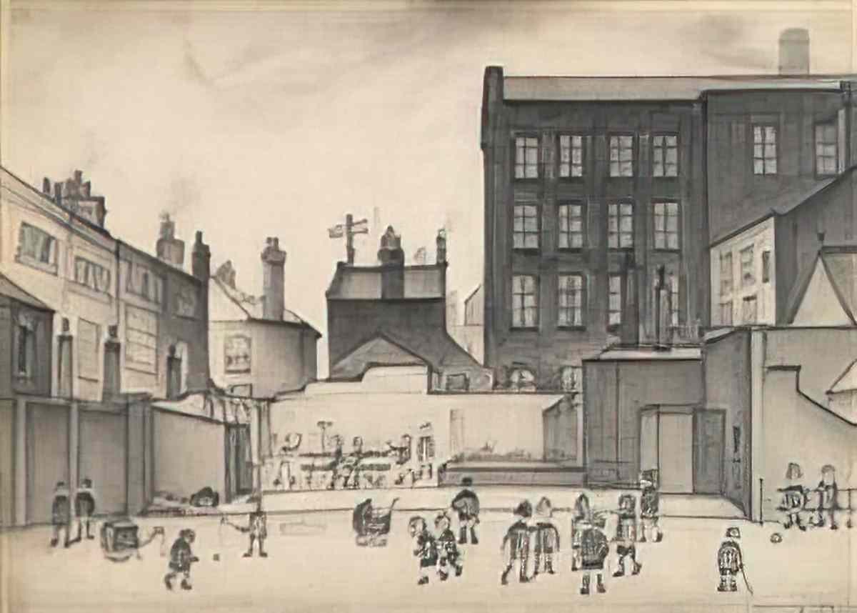 L S Lowry the church in the hollow Art A4 Photo Print