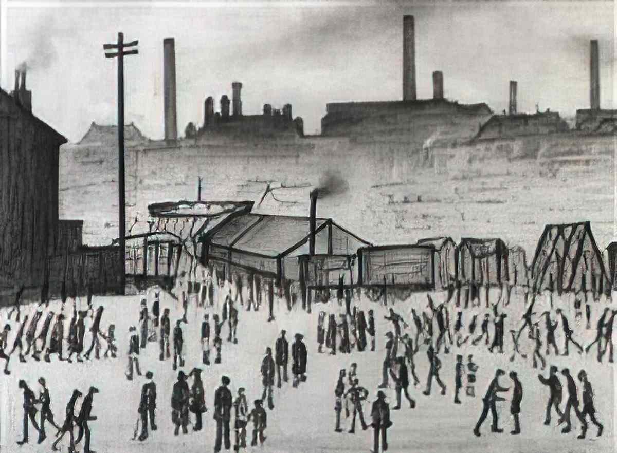L S Lowry the conversation Art A4 Photo Print