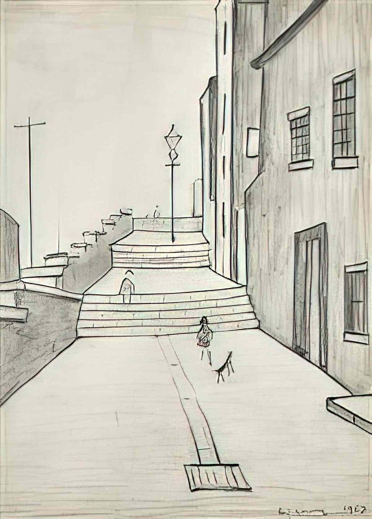 L S Lowry the corner shop Art A4 Photo Print