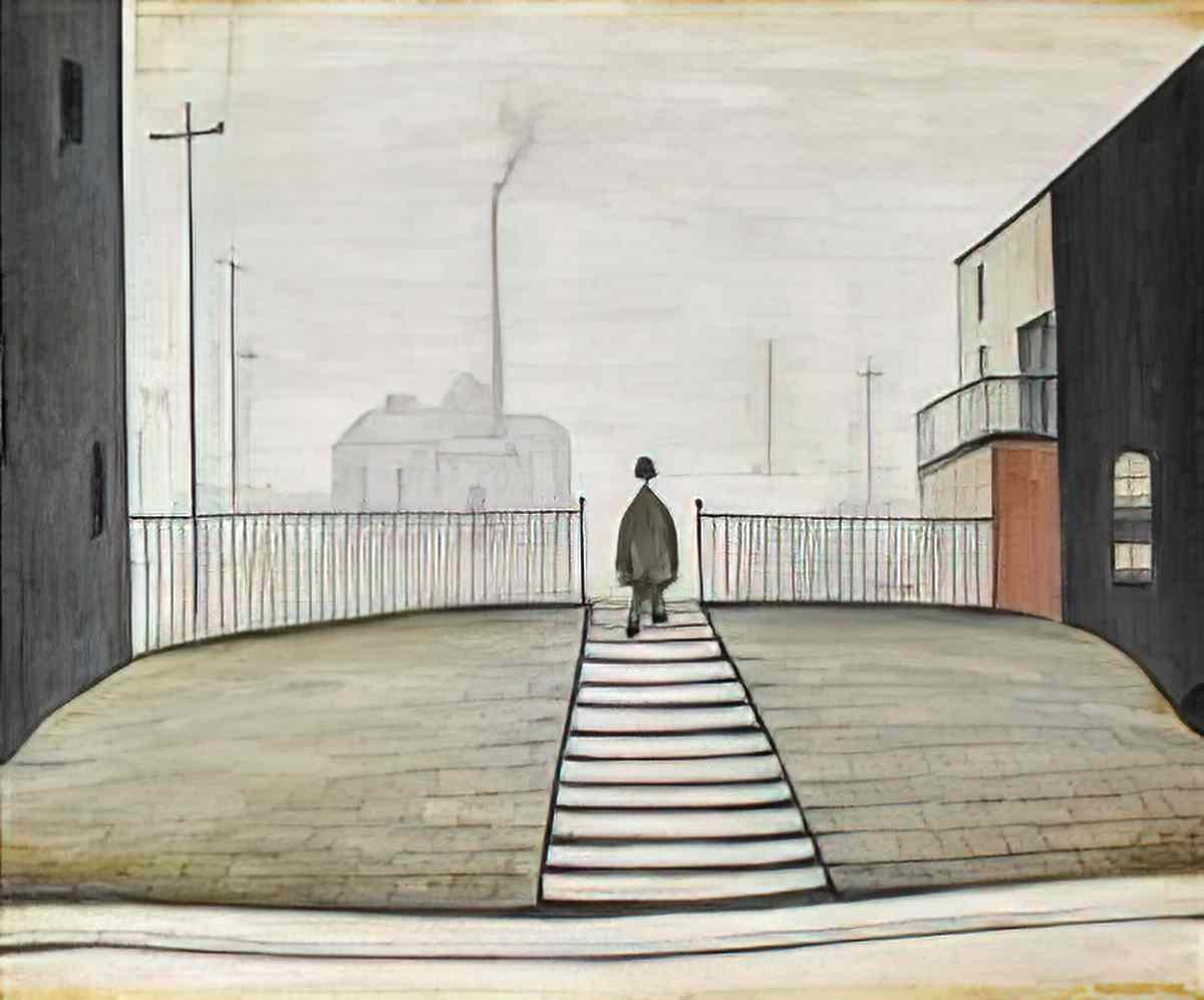 L S Lowry the courtyard 1936 Art A4 Photo Print