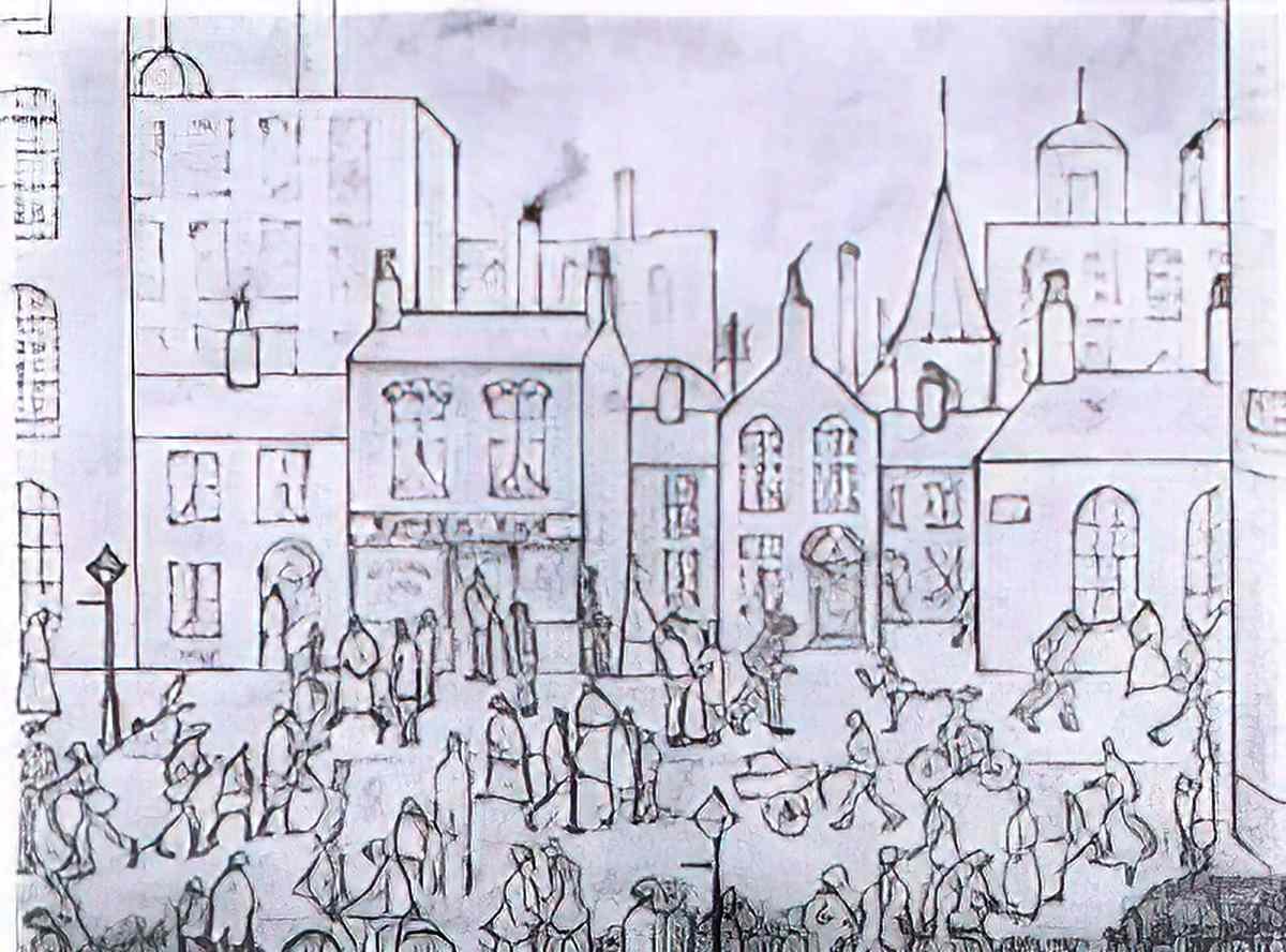 L S Lowry the doctor s visit Art A4 Photo Print