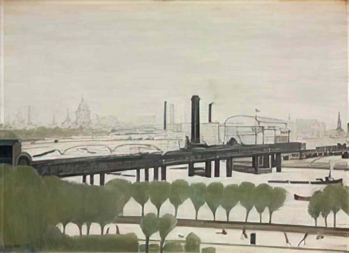 L S Lowry the entrance to peel park public library Art A4 Photo Print
