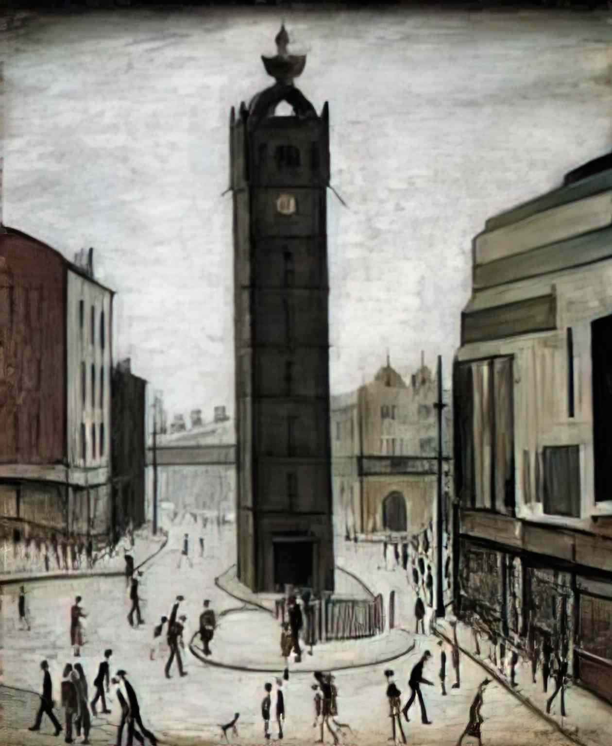 L S Lowry the factory gate Art A4 Photo Print