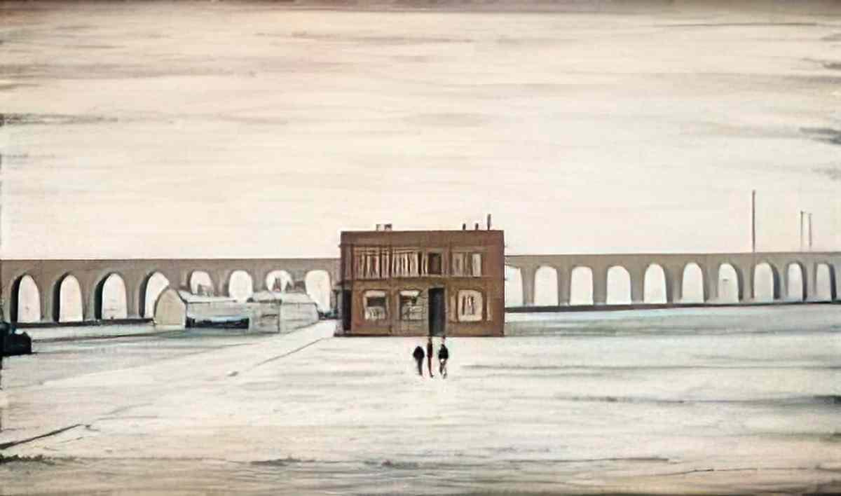 L S Lowry the ferry 2 works Art A4 Photo Print