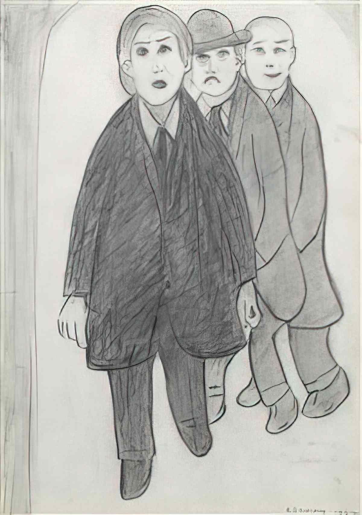 L S Lowry the gossips two ladies Art A4 Photo Print