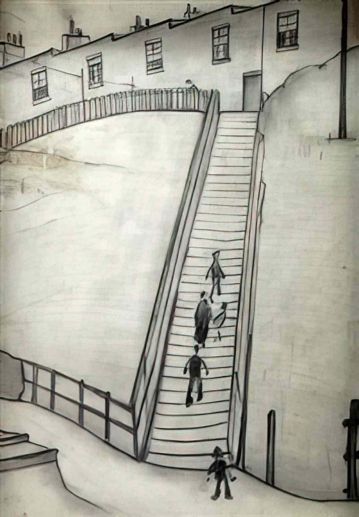 L S Lowry the lonely road Art A4 Photo Print