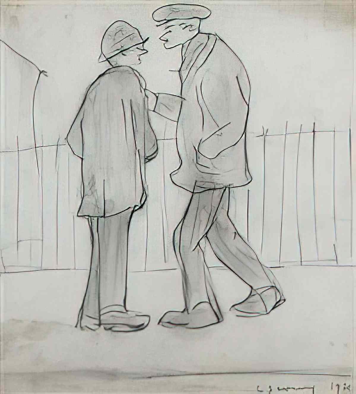 L S Lowry two men Art A4 Photo Print