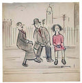 L S Lowry the old steps Art A4 Photo Print