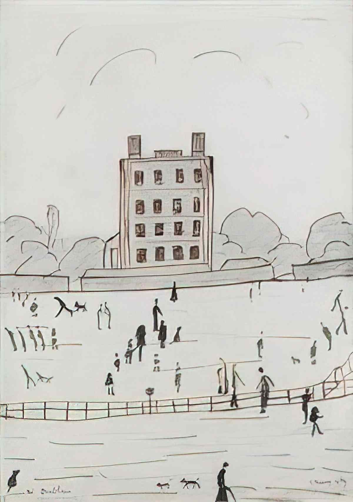 L S Lowry the park 1946 Art A4 Photo Print