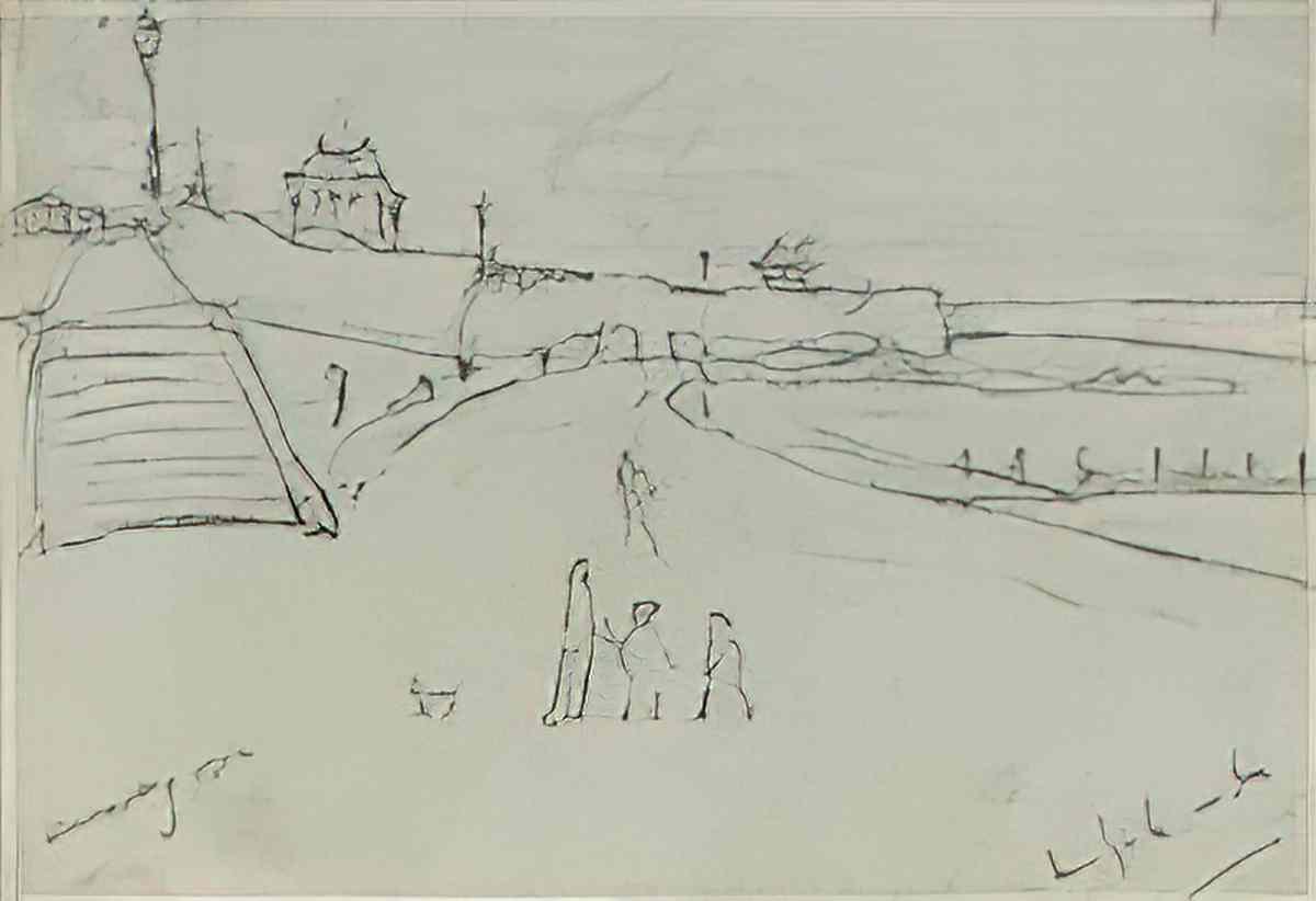 L S Lowry the race Art A4 Photo Print