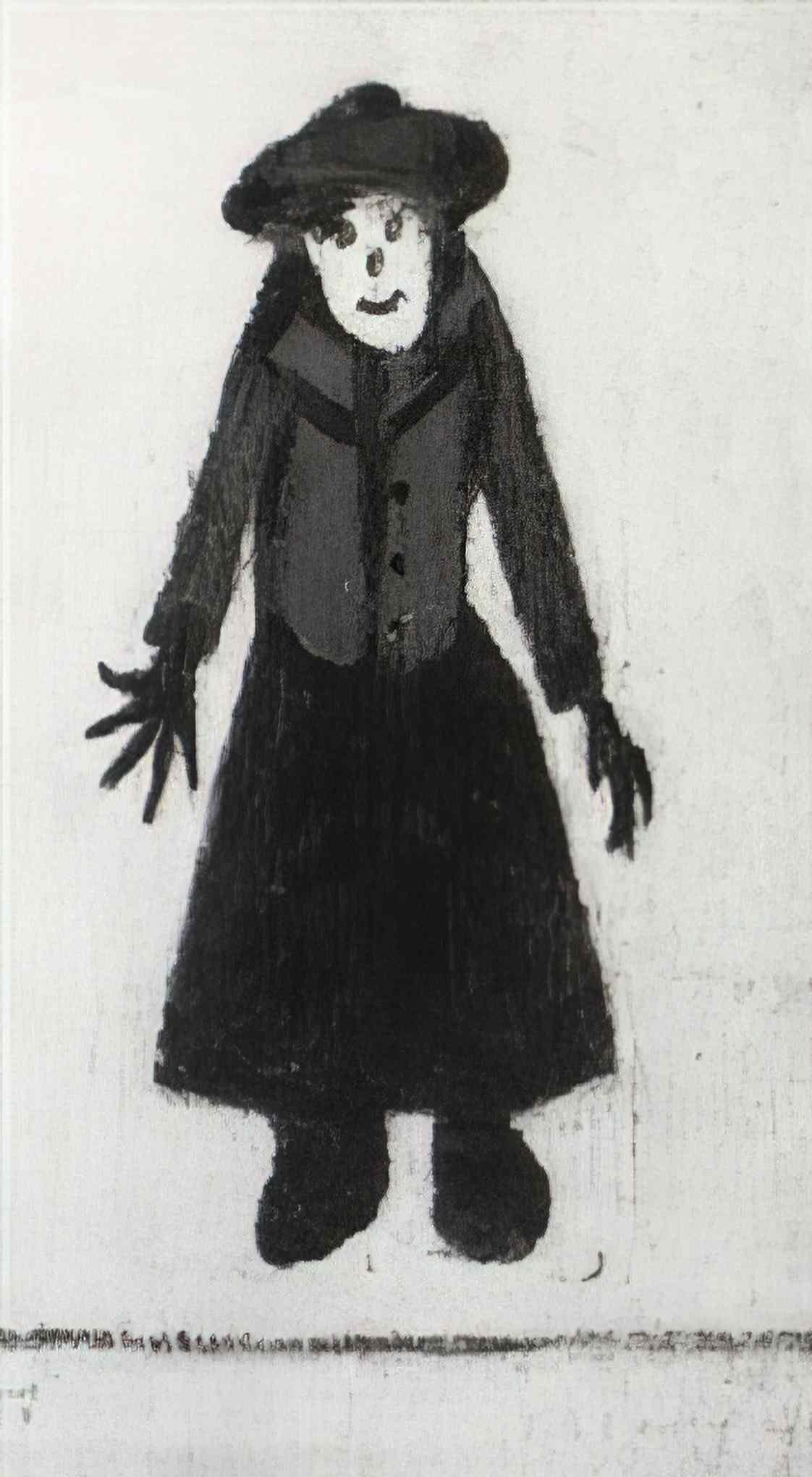 L S Lowry the statue figures in a town square Art A4 Photo Print