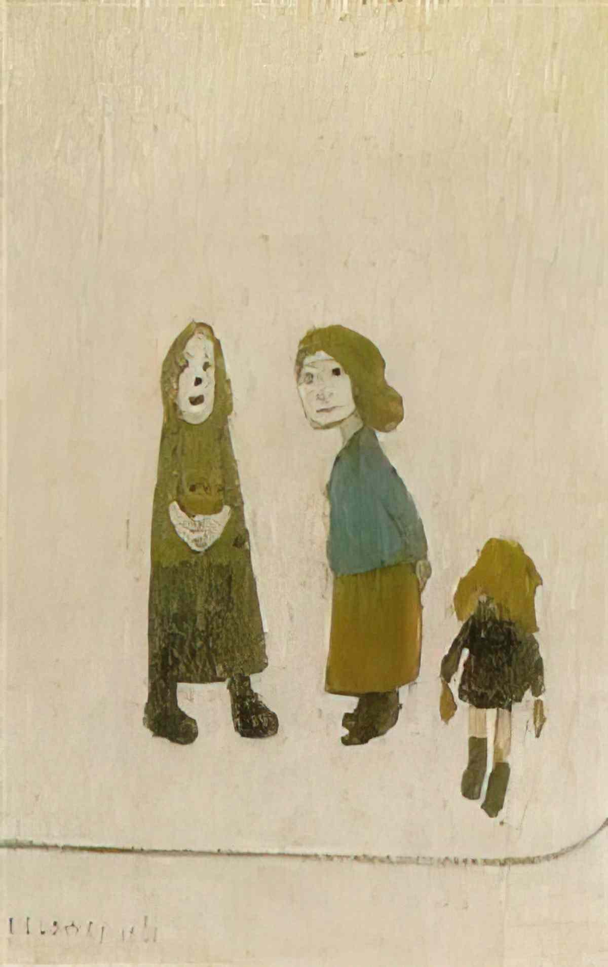L S Lowry the steps 2 Art A4 Photo Print
