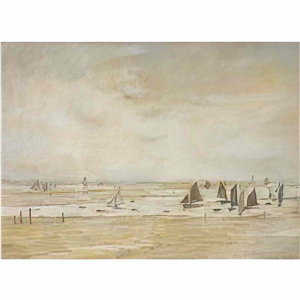 L S Lowry the street market Art A4 Photo Print