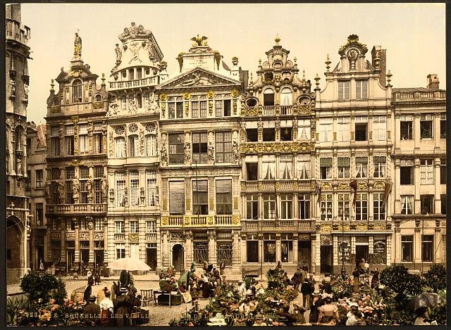 La Grande Place the old houses Brussels Vintage A4 Photo Print