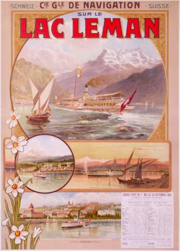 Lac Leman Suisse Cie Gle De Navigation Swiss Travel A4 12X8 Aluminium A4 Photo Print