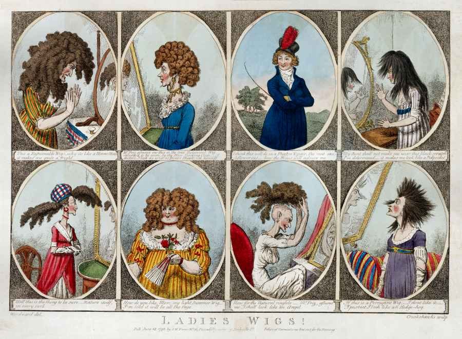Ladies Wigs 1798 barber advert A4 Photo Print