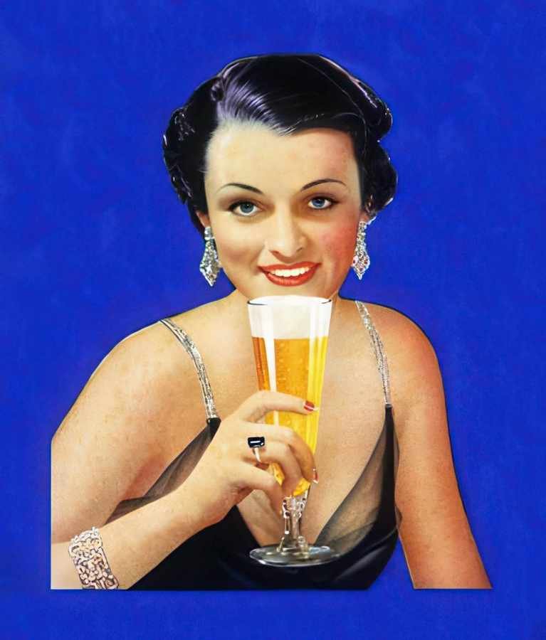 Lady Drinking Bee Vintage Advert A4 Photo Print