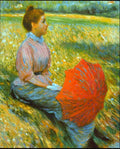 Lady In A Meadow Zancomeneghi Impressionism A4 Photo Print