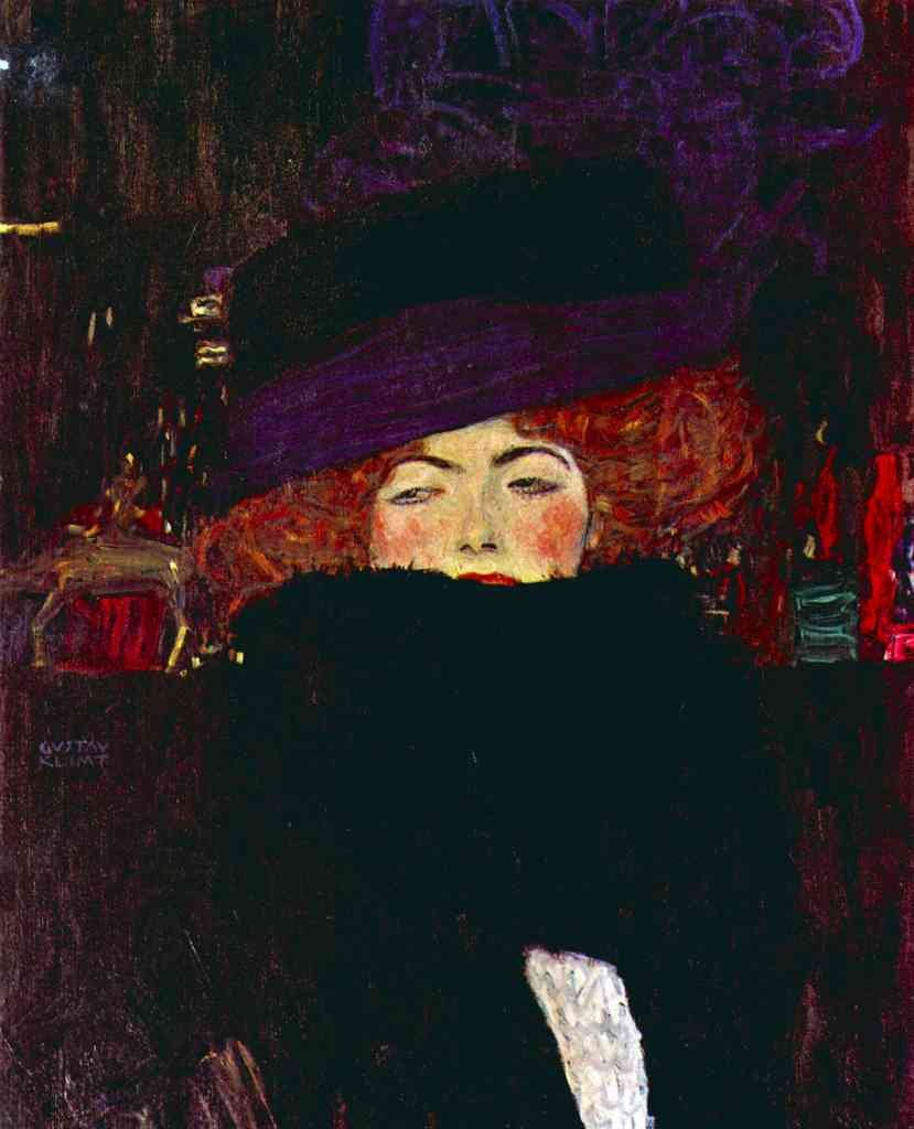Lady With Hat And Feather Klimt A4 Photo Print