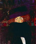 Lady With Hat And Feather Klimt A4 Photo Print
