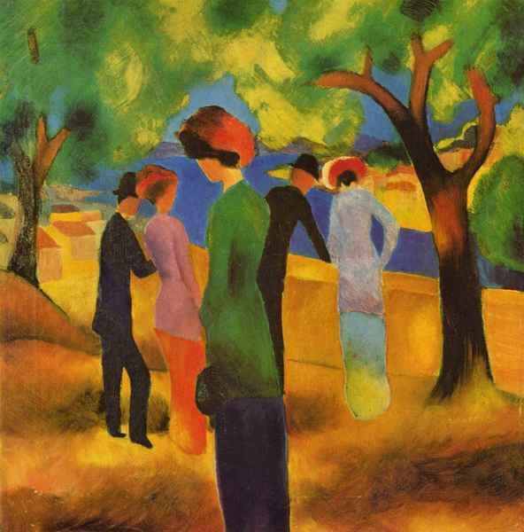 Lady in a green jacket by August Macke Expressionism A4 Photo Print