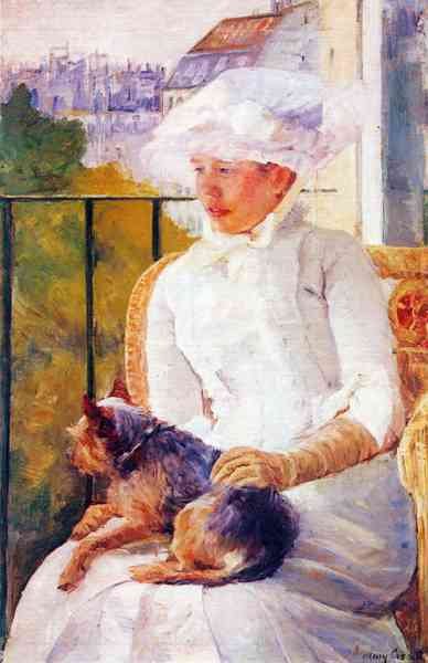 Lady with dog by Cassatt A4 Photo Print