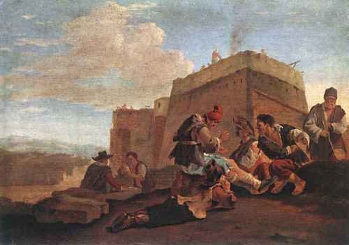 Laer Pieter Van Landscape With Morra Players A4 Photo Print