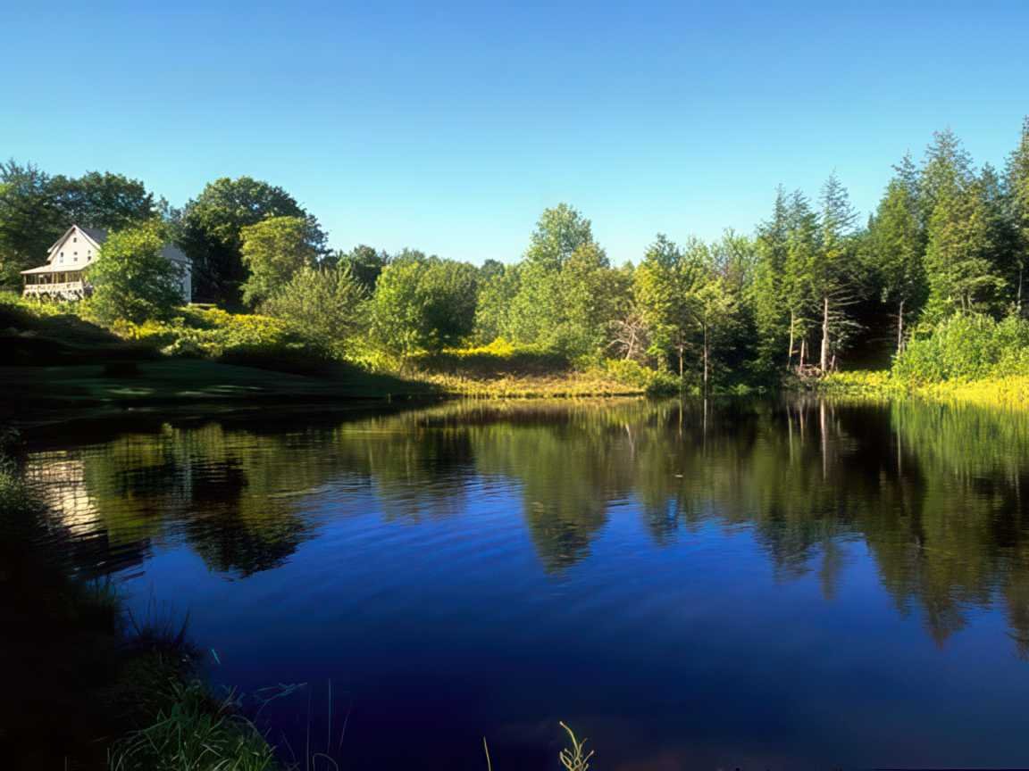 Lake Cabin Reflection A4 Photo Print