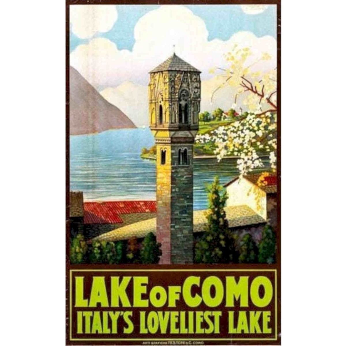 Lake Como Italys Loveliest Tourism Visu Vintage Retro Advert Poster A4 Photo Pr